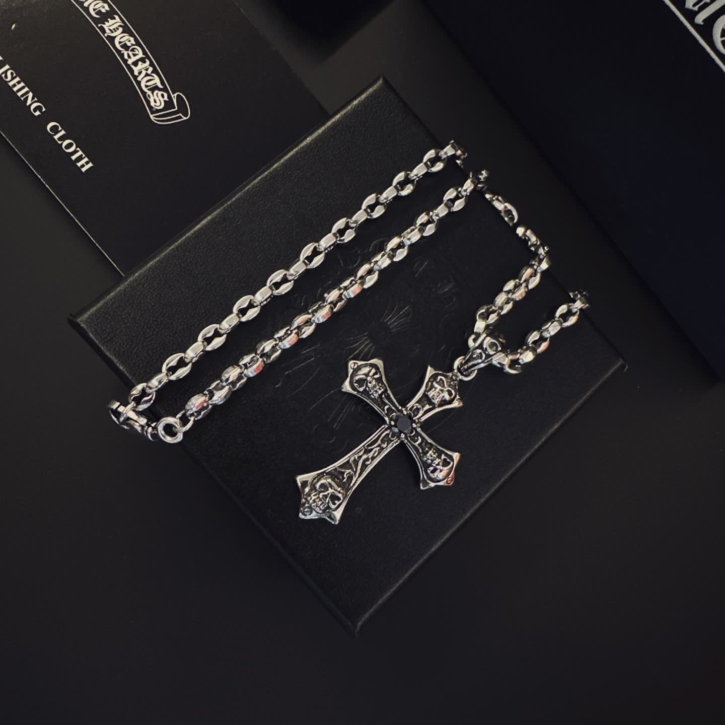 Chrome Hearts Silver Cross Pendant Necklace